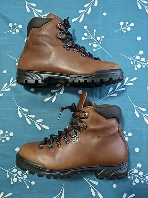VTG Scarpa Mountaineering Hiking Boots EU 39 Brown Leather Womens 7.5 60847 BXD • £48.25