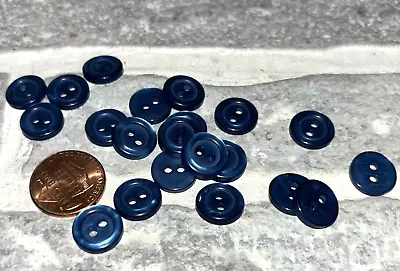 Vintage Lot Of 20 Dark Royal Blue Buttons 2 Hole Shimmer Glossy 1/2  12mm Nos • $3.97