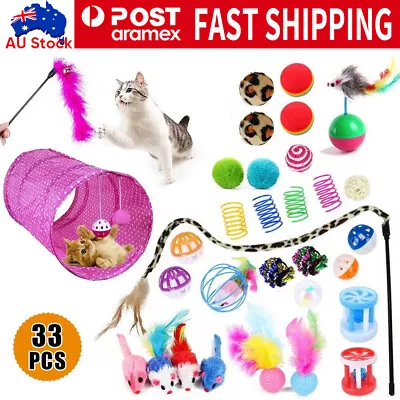 33 Items Lovely Pet Toy Bulk Buy Cat Kitten Toys Rod Fur Mice Bells Balls Catnip • $17.15