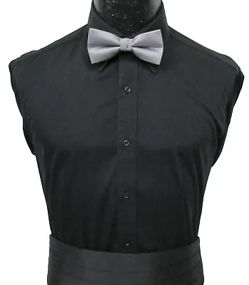 Men's Black Dress Shirt Laydown Collar Tuxedo Wedding Prom Mason Formal Cheap • $9.89