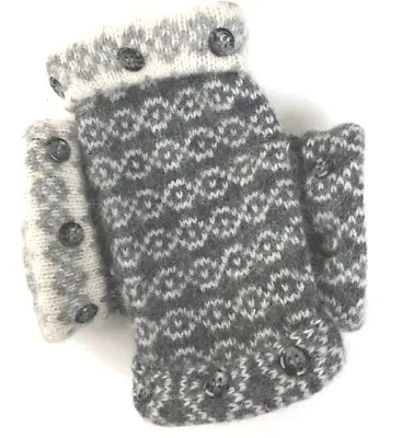 $33.49 • Buy Fingerless Gloves Gray Ivory Angora Cashmere Wool S - M Small - Medium Mittens