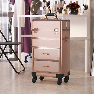 Pro Mobile Makeup Trolley 4 In 1 Beauty Trolley Case 2 Drawers Hairdressing Case • £95.95