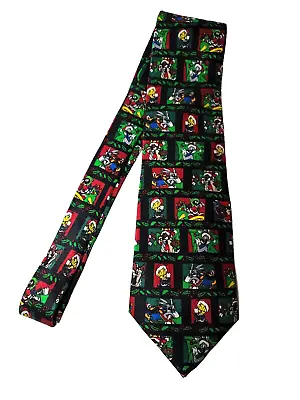 Looney Tunes By Warner Bros. 1998 100% Silk Christmas Necktie Tie Costume VTG  • $12.95