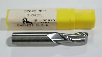 $35 • Buy Bassett, 31/64  2 Flute Carbide End Mill #52042                   A481