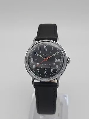 Gent's Vintage 1973 British Timex Sprite Military Dial M25 Mechanical Watch Nice • $40.41