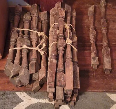 Antique Lot Of 30 Matching Turned Wood Staircase Spindles • $300