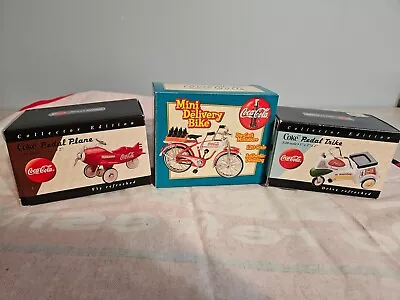 Vintage Coca-Cola Coke Collectors Pedal Plane Trike & Mini Delivery Bike In Box • $45