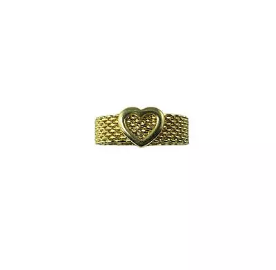 Tiffany & Co. 18 Karat Yellow Gold Somerset Heart Mesh Ring Size 5 #16918 • $695