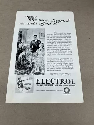 1929 Electrol Oil-Burner Furnace  We Never Dreamed We Could Afford  Vintage Ad • $9.75