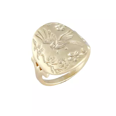 Vintage Golden Bird Flower Branch Engraving Rings For Men Women Jewelry Size 9 • $0.01