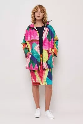 $99 • Buy Gorman Liz Payne Digital Colourful Print Rain Jacket Size S/M
