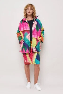 $99 • Buy Gorman Liz Payne Digital Colourful Print Rain Jacket Size S/M