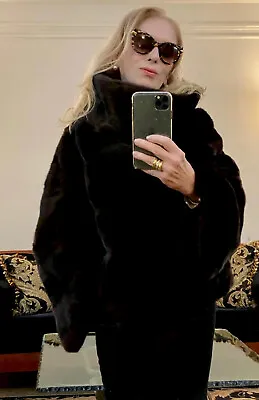 Move Over J. Mendel Pologeorgis Dark Brown Mink Fur Pullover Jacket 6/8 Sm $7k • $3995