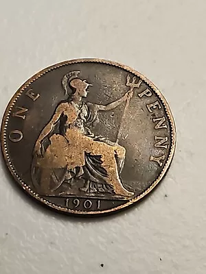 1901~ Great Britain ~ One Penny ~ Queen Victoria Nice Coin • $3