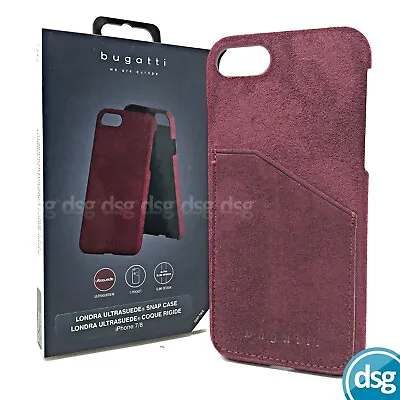 Bugatti IPhone 8 & 7 Case Cover Londra Suede Slim Card Pocket  Red / Maroon • £8.99