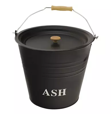 Metal Ash Bucket Fireside Storage Coal Bin Scuttle With Lid Fire Log 12 Litre • £9.99