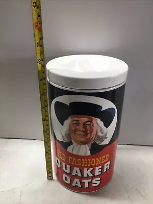 Vintage Old Fashioned Quaker Oats Oatmeal Ceramic Cookie Jar 9  Tall W/Lid • $22.22