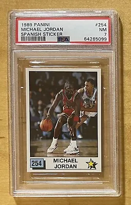 Michael Jordan 1989 Panini Spanish Sticker #254 PSA 7 NM Chicago Bulls Very Rare • $427.28