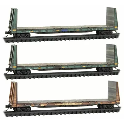 Micro-Trains MTL N-Scale Texas Oklahoma Eastern Bulkhead Flat Car Weathered 3-Pk • $103.99