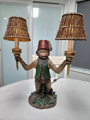 Vintage Dezine Monkey Bellhop Double Light Table Lamp Tropical 18” • $175