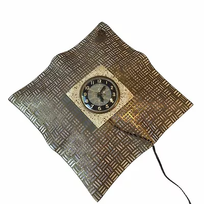 Wall Clock Brutalist Gold Atomic Mid Century Modern MCM Built Rite WORKS GREAT! • $79.99