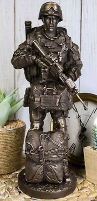 Large Military War Parachutist Soldier Paratrooper Carrying Rifle Statue 12.75 H • $79.99