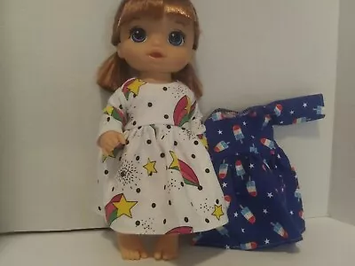 Doll Clothes Made To Fit 12   Baby Alive Doll - 2  Flannel Nightgowns-  L74 • $10.49