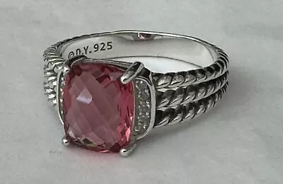 D Yurman Pink Tourmaline & Diamonds Sterling Silver Petite Wheaton Size 9 Ring • $239