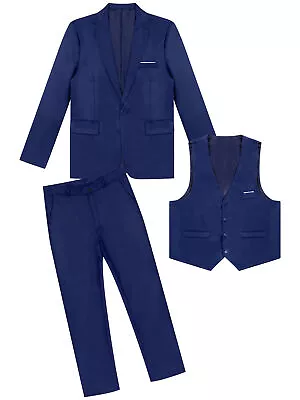 US Men 3-Piece Suit Blazer Slim Fit Tuxedo With One Button Jacket Vest&Pants Set • $33.94