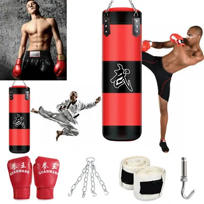 71in Large Heavy Boxing Punching Bag Training Gloves Set Kicking MMA GYM Workout • $34.80