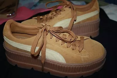 $130 • Buy PUMA FENTY By RIHANNA CARAMEL SUEDE LEATHER LACE - UP CREEPERS. EURO SZ: 40.5.