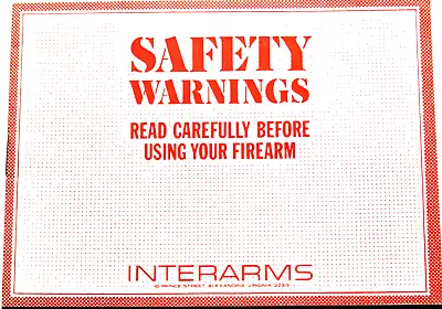 VINTAGE INTERARMS FACTORY ORIGINAL  Interarms Manual For Safety 1981 • $35