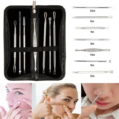 $7.98 • Buy 7Pcs Blackhead Acne Spot Comedone Pimple Blemish Extractor Remover Tool Kit Set