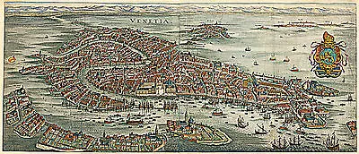 1636 Venice Italy Map Vintage Historic Wall Poster Home Office Venezia Venetia • £13.25