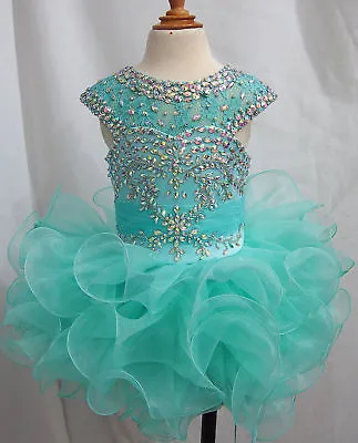 Lnfant Toddle Kids MiNi Party Pageant Dress Cupcake Ball Gowns Custom Size 2-14 • $91.20