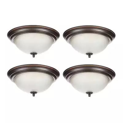 13 In. 2-Light Oil Rubbed Bronze Flush Mount Stylish Ceiling Fixture (4-Pack) • $39.55