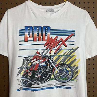 Vintage 80s 1989 Pro Max Motorcycle Drag Racing T-shirt Large Moto Promo Rare • $34.80