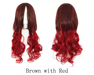 Lady 80cm Long Curly Wigs Fashion Cosplay Costume Hair Anime Full Gradient Wigs • $14.99