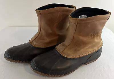 Sorel Durham Pull On Duck Boots Men's Size 12 Hand Crafted Brown Leather • $45.35