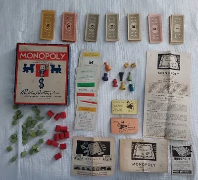 VINTAGE Monopoly 1935 Wood Pieces Parker Brothers Finance No Board • $38
