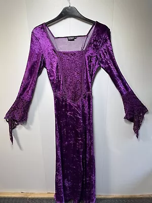 Women’s Nomads Dress Long Sleeve Purple Velvet Small Gothic Medieval Elvira • $37.83