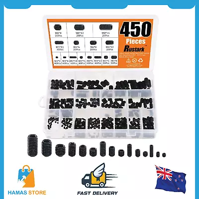 450Pcs M3/M4/M5/M6/M8 Allen Head Socket Hex Grub Screw Set Assortment Kit • $23.12