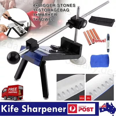 4 Stones Knife Sharpener Professional Kitchen Sharpening System Fix Angle Kit AU • $27.99