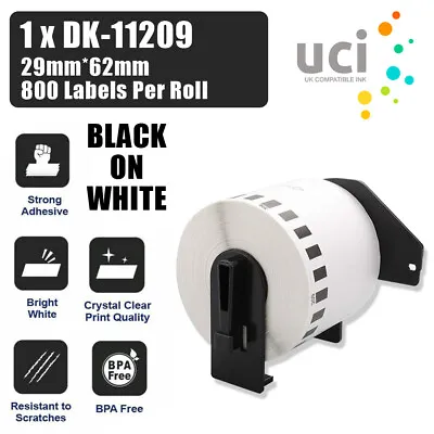 1x PRINTER LABELS Fits BROTHER DK11209 QL570 QL700 QL500 QL720NW QL1050 29MM • £6.91