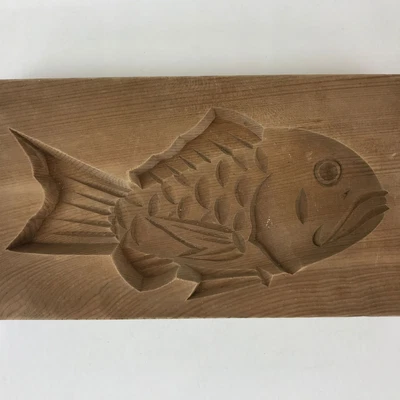 £31.70 • Buy Japanese Wooden Carved Cake Mold Kashigata Sweet Wagashi Vtg Sea Bream Kg423