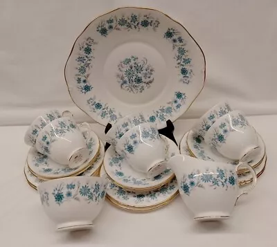 Vintage 21 Piece Colclough Bone China Tea Set With Blue And White Floral Design • £23