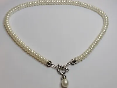 925 Sterling Silver HONORA Freshwater Pearl Necklace Pearl Pendant Drop 770 • £85