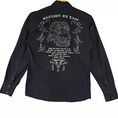 Roar Shirt Mens Medium Black Pearl Snap Button Embroidered Long Sleeve Western • $26.94