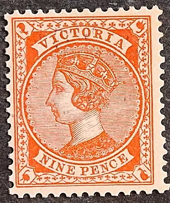 1899 Victoria Australia 9d Rose Red No Postage At Base QV Stamp P12 1/2 MUH • $1.45