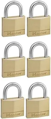 Master Lock 140EURSIX Pack Of 6 Key Padlocks With Brass Body Gold 6 X 4 X 13 • £50.31